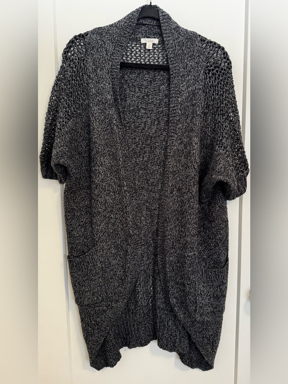 Caslon Open Front Knit Cardigan - Charcoal Gray